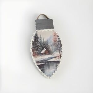 Vintage‎ Looking Retro Wooden Bulb Christmas Ornament, Handcrafted, Decoupage